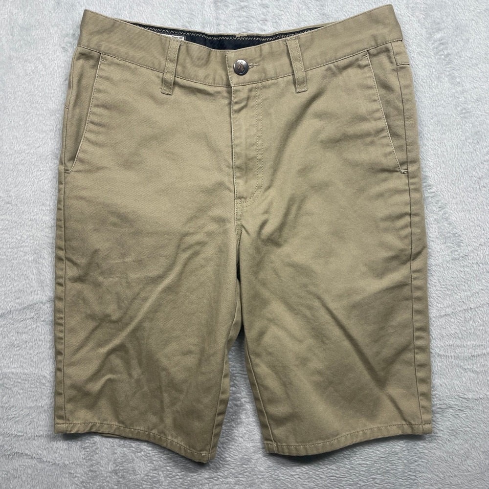Volcom Vmonty Solid Short Men 28 Khaki Tan Chino Twill Skateboard